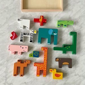 Montessori wood animal puzzle game
